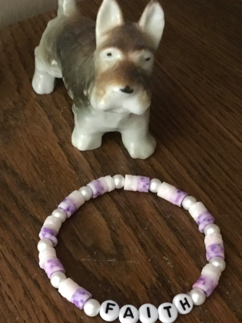 Homemade bracelet out of clay beads.Approx 6 inches round